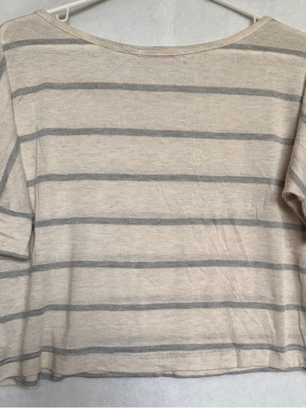 julie's closet Cream and Gray Striped Crop Top